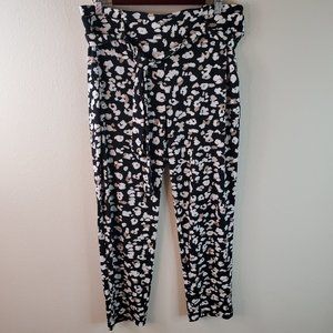 The Tapered Ankle Womens Black White Spotted Tapered Paper Bag Pant